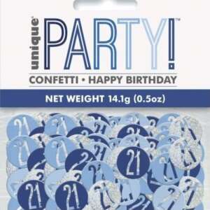 Unique Age 21 Blue Glitz Table Confetti