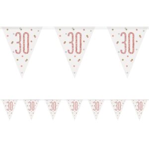 Unique Age 30 Rose Gold Glitz Bunting 2.74m