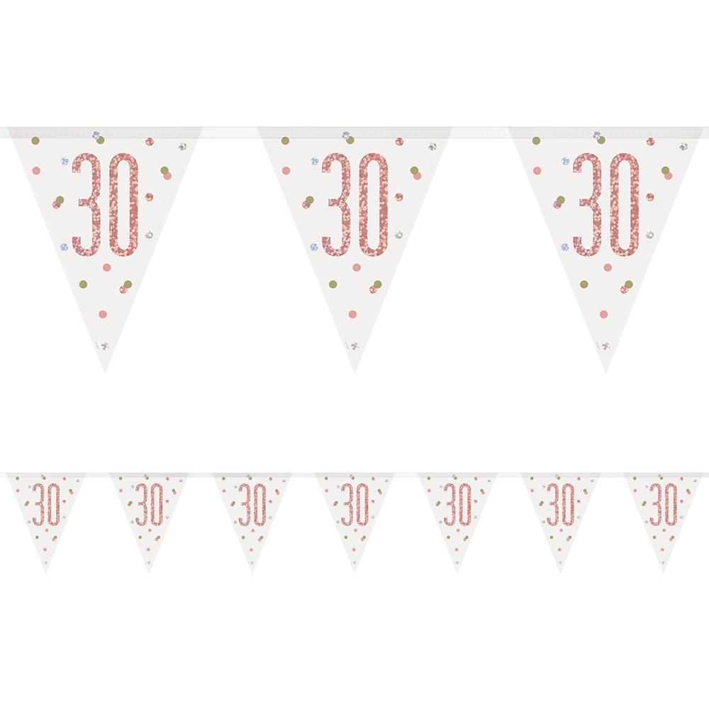 Unique Age 30 Rose Gold Glitz Bunting 2.74m