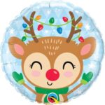 18" RND 01CT REINDEER & COLORED LIGHTS