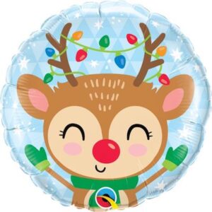 18" RND 01CT REINDEER & COLORED LIGHTS