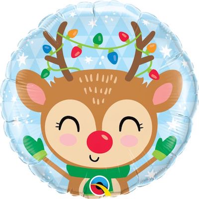18" RND 01CT REINDEER & COLORED LIGHTS