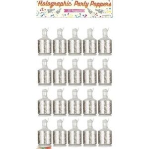 Party Time Silver Holographic Party Poppers 20ct