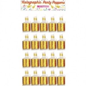 Party Time Gold Holographic Party Poppers 20ct