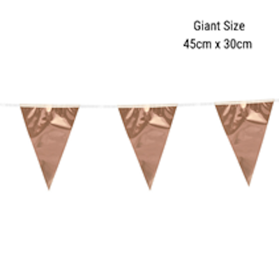 Oaktree Metallic Rose Gold Giant Bunting 10m 18 Flags - Image 2