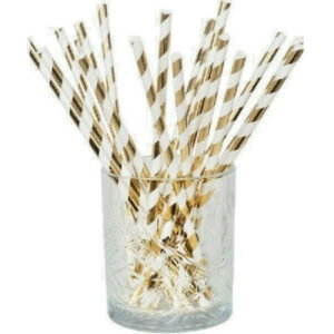 Boland Gold/White Paper Straws 20ct