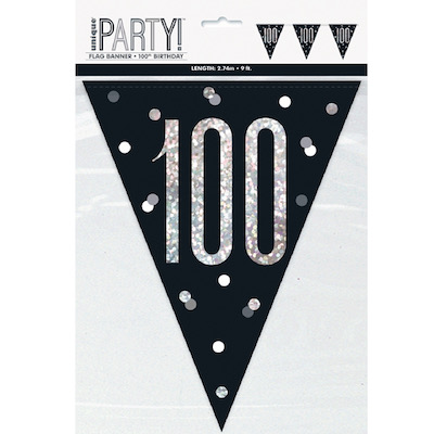 Unique Age 100 Black Glitz Bunting 2.74m