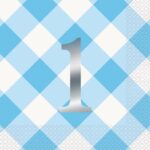 Unique Age 1 Blue Gingham Napkins 16ct