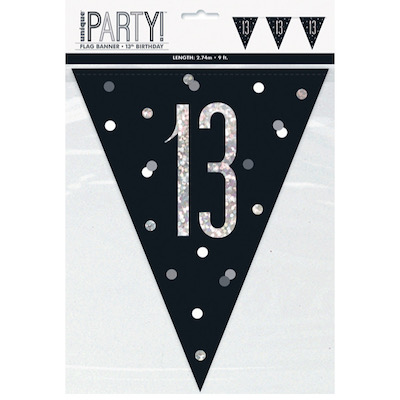 Unique Age 13 Black Glitz Bunting 2.74m