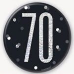 Unique Age 70 Black Glitz Badge