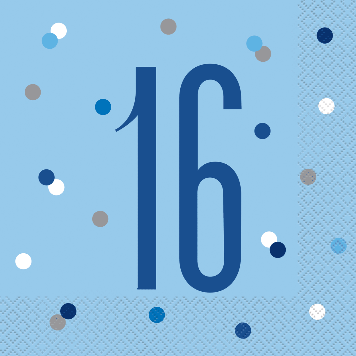 Unique Age 16 Blue Glitz Napkins 16ct