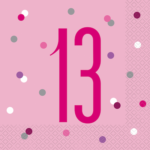 Unique Age 13 Pink Glitz Napkins 16ct
