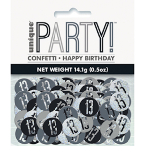 Unique Age 13 Black Glitz Table Confetti 14g