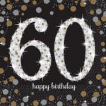 Amscan Age 60 Black/Gold Sparkling Celebration Napkin 16ct