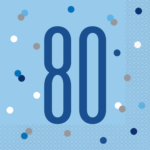 Unique Age 80 Blue Glitz Napkins 16ct