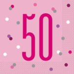 Unique Age 50 Pink Glitz Napkins 16ct