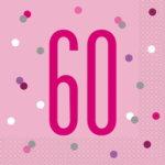 Unique Age 60 Pink Glitz Napkins 16ct