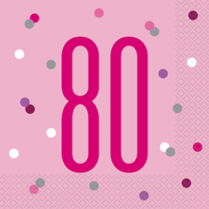 Unique 80th Pink Glitz Napkins 16ct