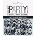 Unique Age 21 Black Glitz Table Confetti 14g