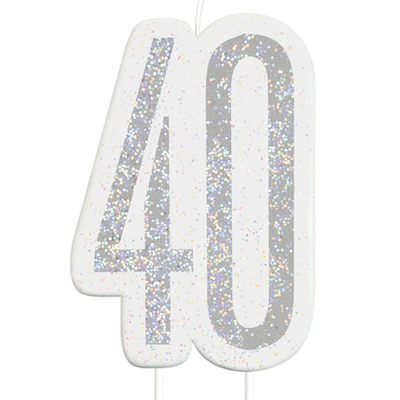 Unique Age 40 Glitz Candle