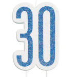 Unique Age 30 Blue Glitz Candle