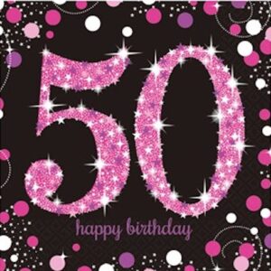 Amscan Age 50 Pink Celebration Napkins 16ct