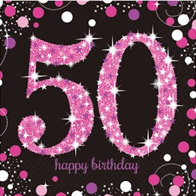 Amscan Age 50 Pink Celebration Napkins 16ct