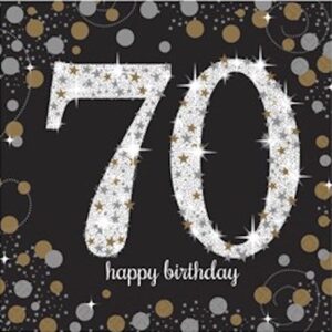 Amscan Age 70 Black/Gold Sparkling Celebration Napkins 16ct
