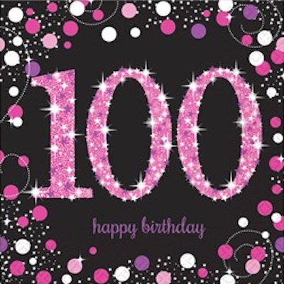 Amscan Age 100 Pink Celebration Napkins 16ct