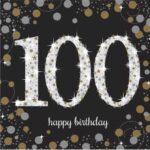 Amscan Age 100 Gold Sparkling Celebration Napkins 16ct