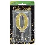 Oaktree Number 0 Gold Glitter Cake Candle