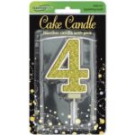 Oaktree Number 4 Gold Glitter Cake Candle