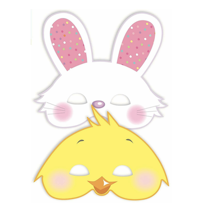 Easter Bunny and Chick Masks 6ct