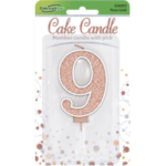 Oaktree Number 9 Rose Gold Glitter Cake Candle