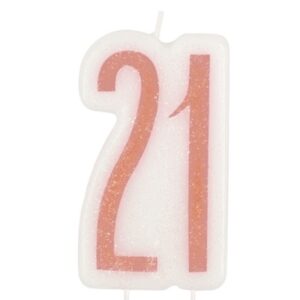 Unique Age 21 Candle Rose Gold Glitz