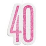 Unique Age 40 Pink Glitz Candle