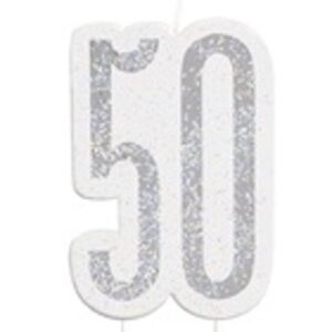 Unique Age 50 Black Glitz Candle