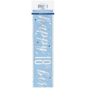Unique Age 18 Blue Glitz Banner 2.74m