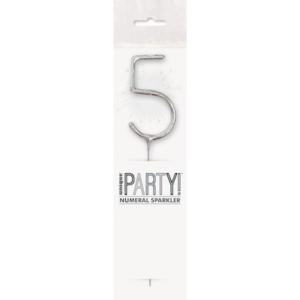 Unique Silver 5 Sparkler Candle