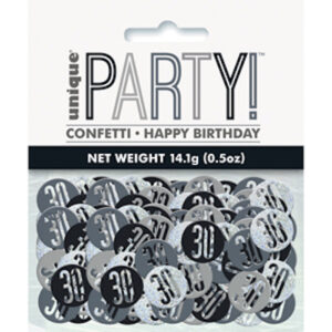 Unique Age 30 Black Glitz Table Confetti 14.1g
