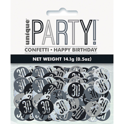Unique Age 30 Black Glitz Table Confetti 14.1g