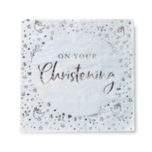 CP Blue/Silver Christening Napkins 16ct