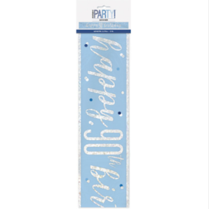 Unique Age 90 Blue Glitz Banner 2.74m