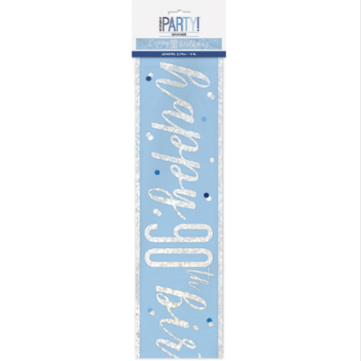 Unique Age 90 Blue Glitz Banner 2.74m