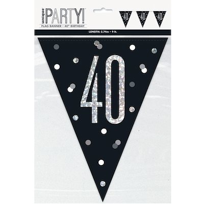 Unique Age 40 Black Glitz Bunting 2.74m