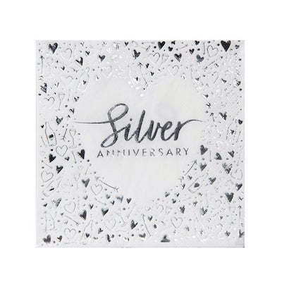 CP 25th Silver Anniversary Napkins 16ct