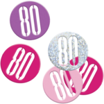 Unique Age 80 Pink Glitz Table Confetti 14g
