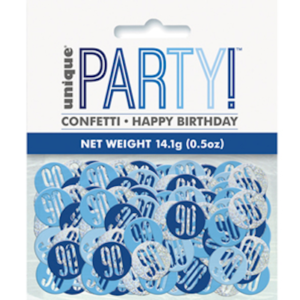 Unique Age 90 Blue Glitz Table Confetti 14g
