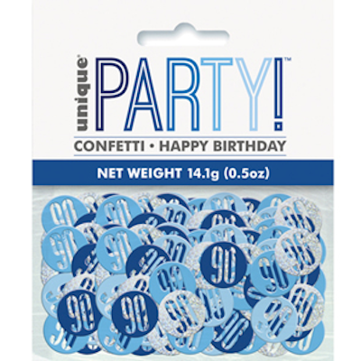 Unique Age 90 Blue Glitz Table Confetti 14g
