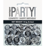 Unique Age 90 Black Glitz Table Confetti 14g